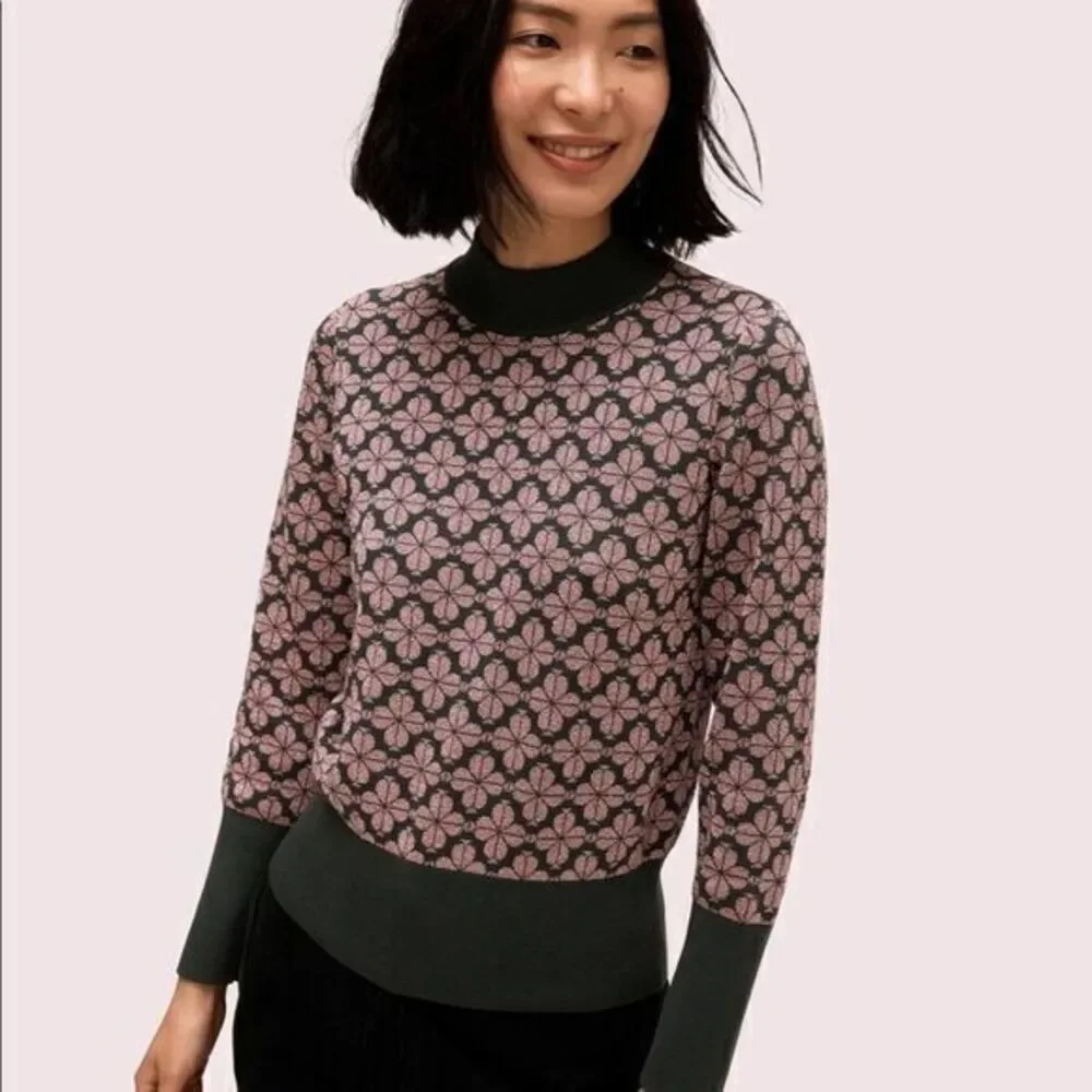 Kate Spade spade flower turtleneck sz. Small green
